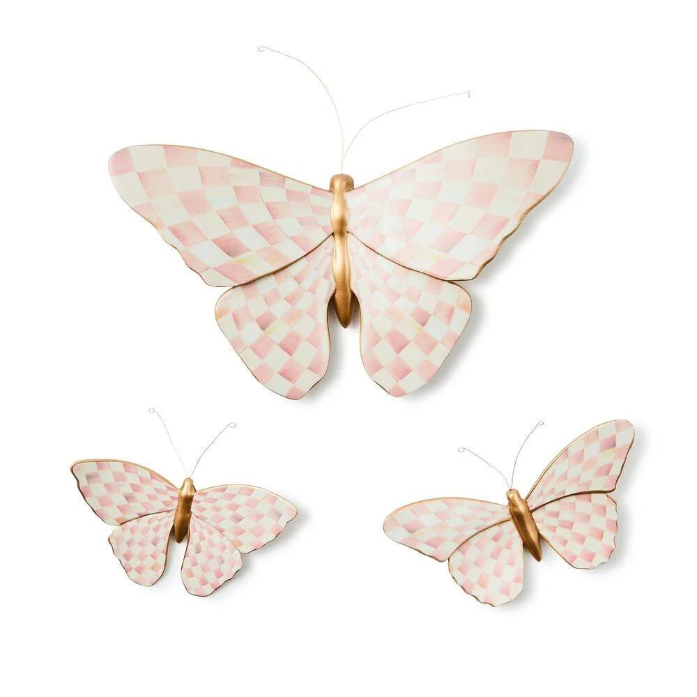 Rosy Check Wall Decor Butterfly Duo