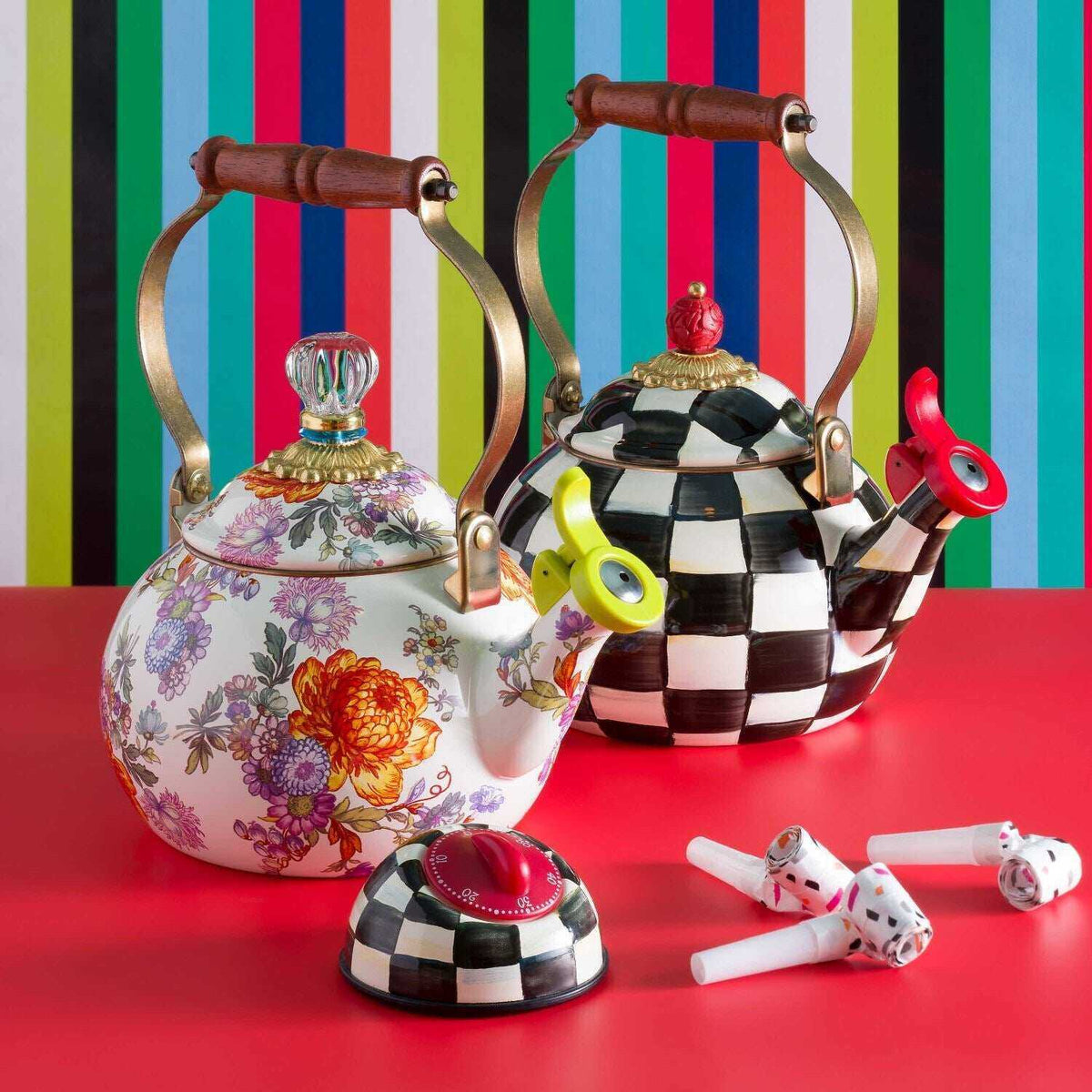 MacKenzie-Childs Courtly Check Whistling Tea Kettle