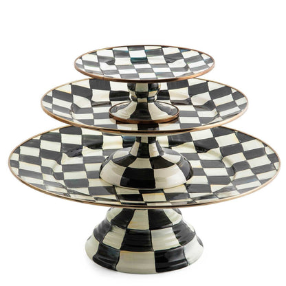 Courtly Check Enamel Pedestal Platter - Small