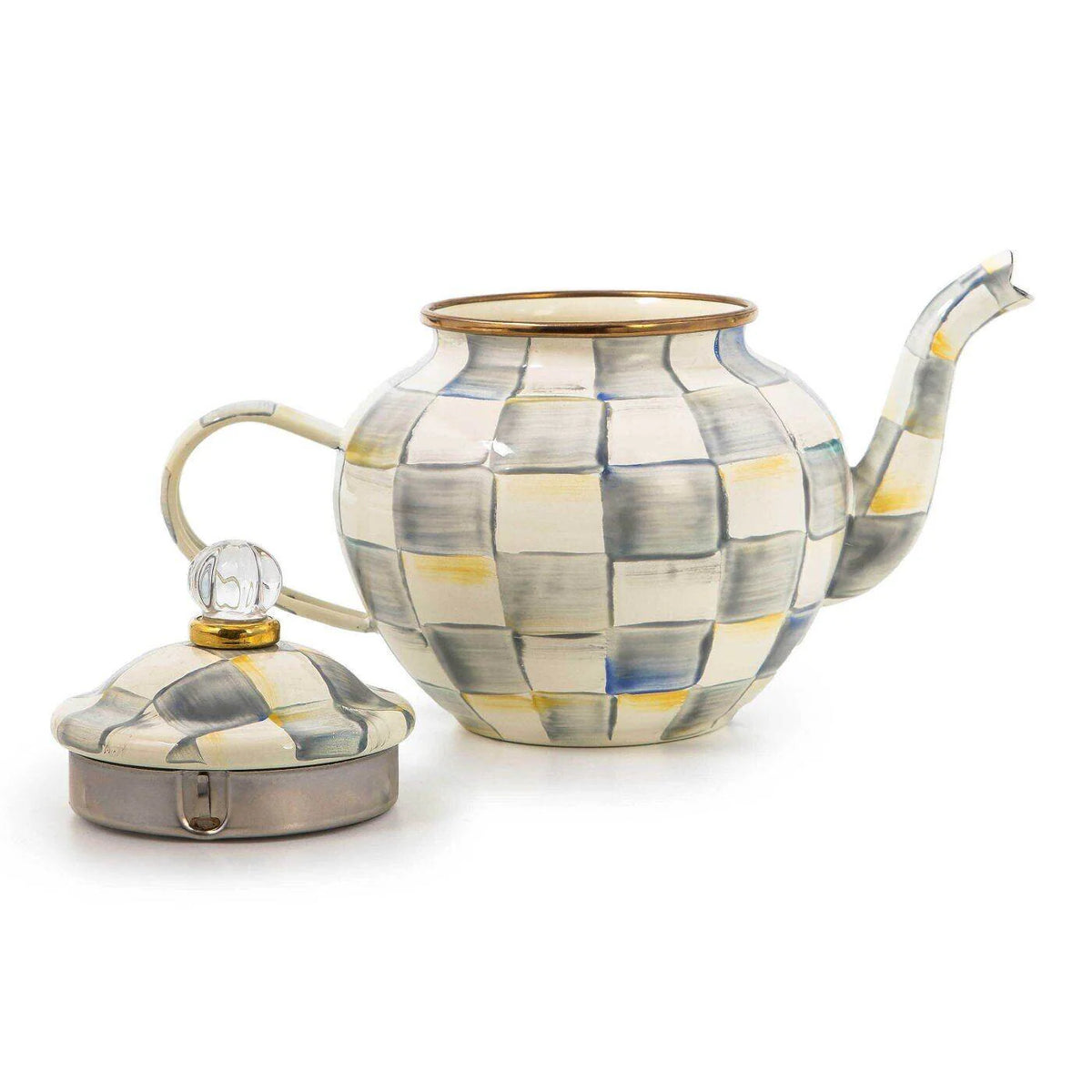 MacKenzie-Childs Sterling Check 4 Cup Teapot