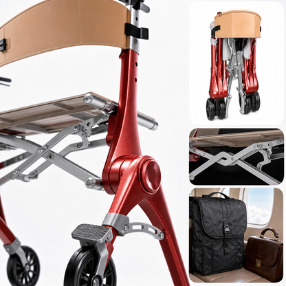🔥[Hot sale]🔥Ultra Lightweight Foldable Rollator Walker for Adults Dual X‑Design Supports 300 lbs With Foot Brake System Carry Bag Elderly Mobility Aid